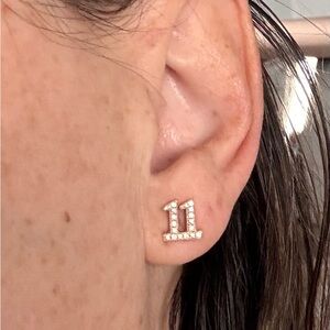 Logan Hollowell 14K Gold Diamond 11: 11 Earrings, original size
